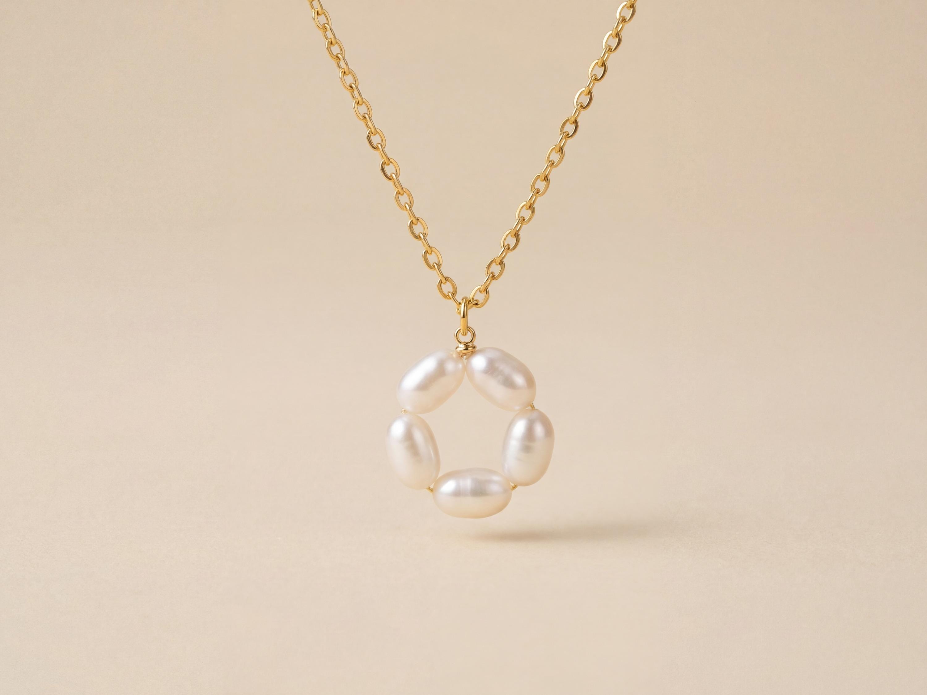 Freshwater Pearl Flower Necklace: Gold Plated Minimalist Jewelry