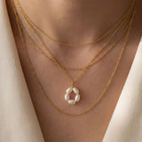 Freshwater Pearl Flower Necklace: Gold Plated Minimalist Jewelry