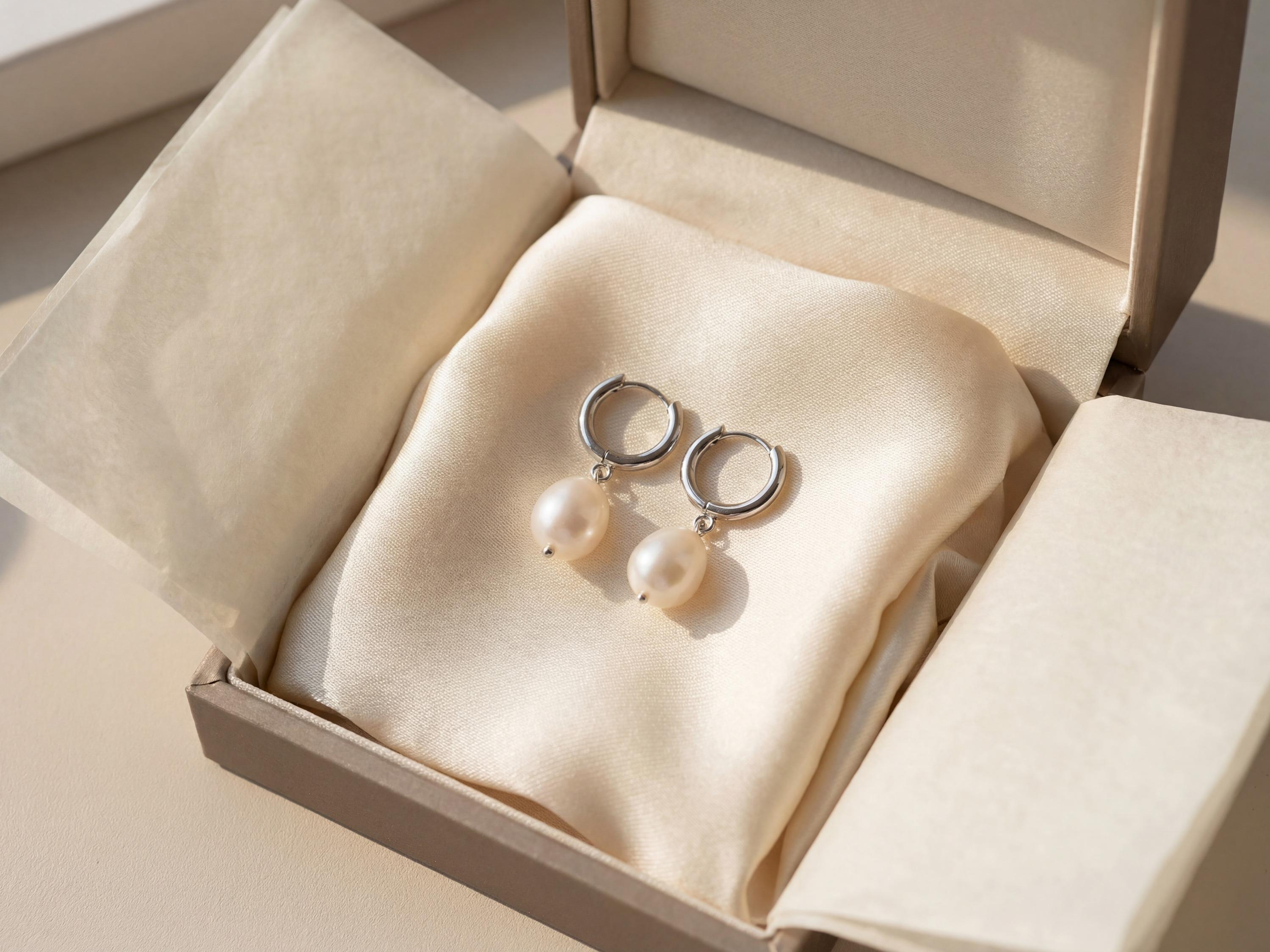 Baroque Pearl Hoop Earrings - Gold Plated or Sterling Silver, Freshwater Pearl Bridal Gift