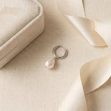 Baroque Pearl Hoop Earrings - Gold Plated or Sterling Silver, Freshwater Pearl Bridal Gift