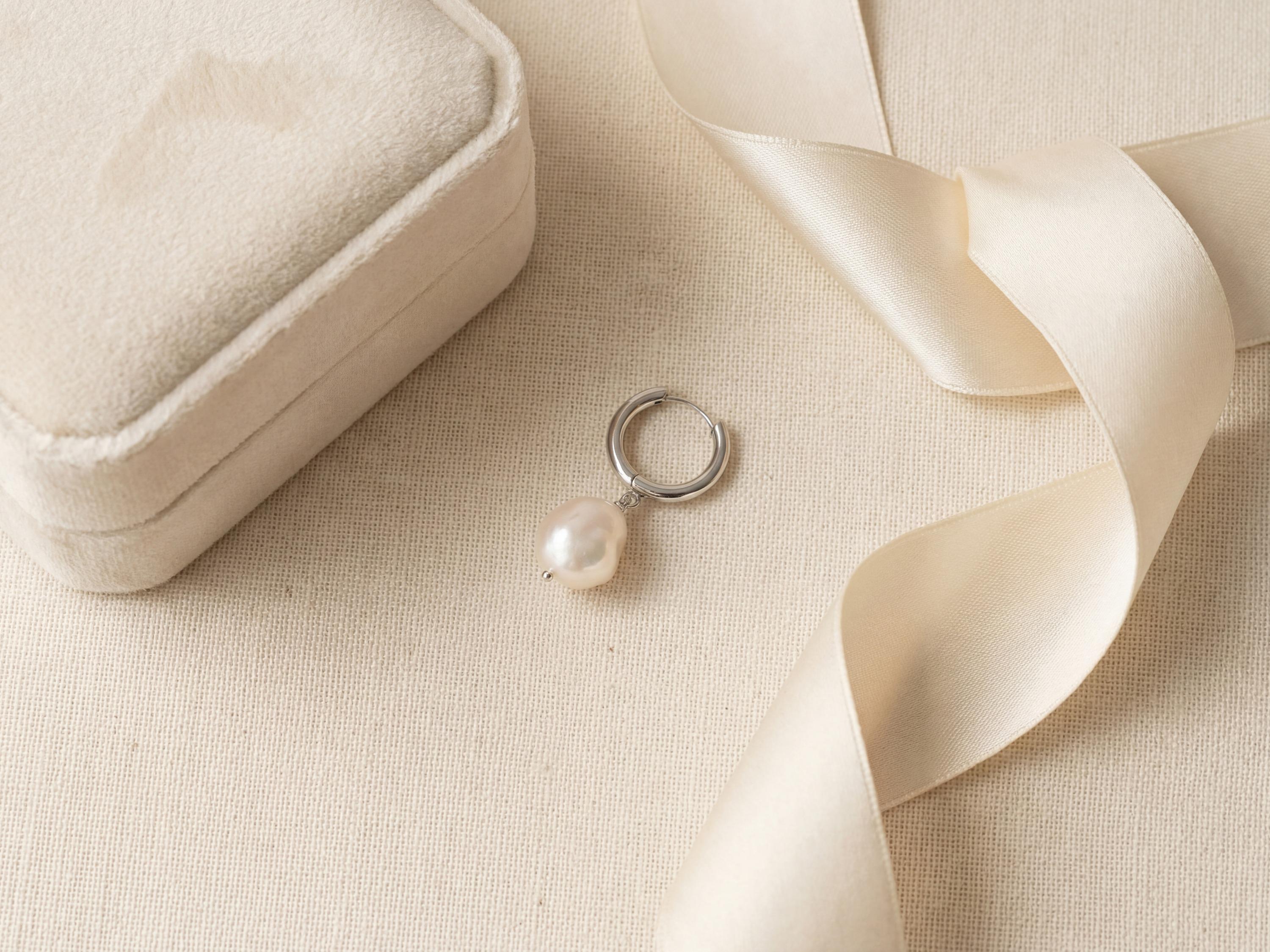 Baroque Pearl Hoop Earrings - Gold Plated or Sterling Silver, Freshwater Pearl Bridal Gift