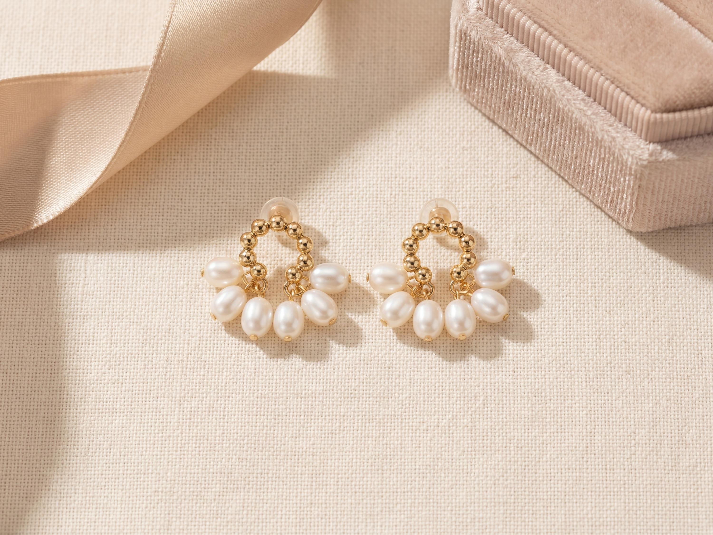 Pearl earrings listing image - Flat lay for listing gallery