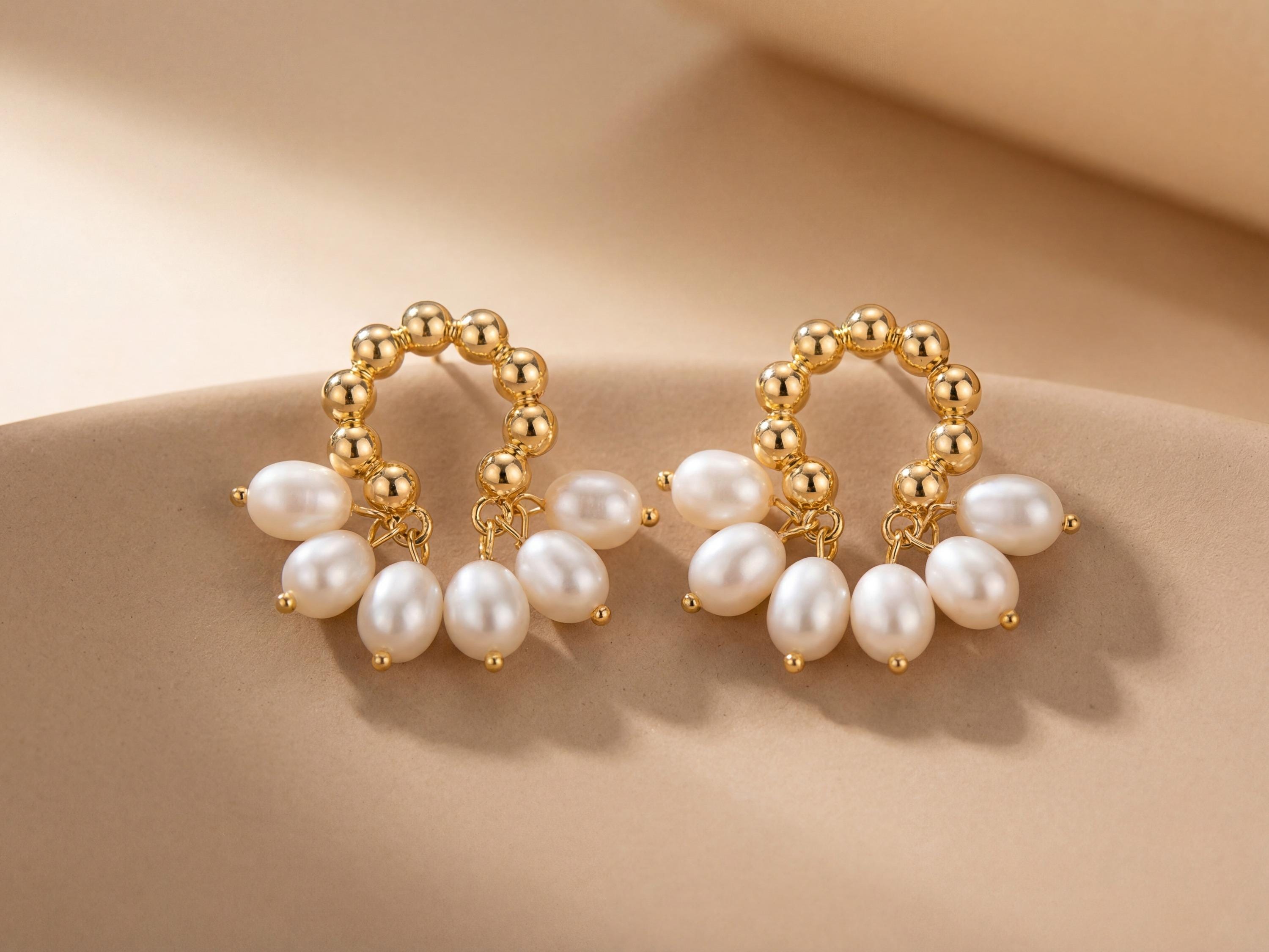 Pearl earrings listing image - Mejuri-like sculptural close-up