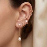 Freshwater Pearl Drop Earrings - Gold or Silver Dainty Chain Earrings, Bridal Gift for Her