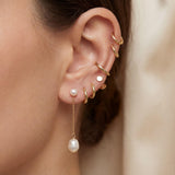 Freshwater Pearl Drop Earrings - Gold or Silver Dainty Chain Earrings, Bridal Gift for Her