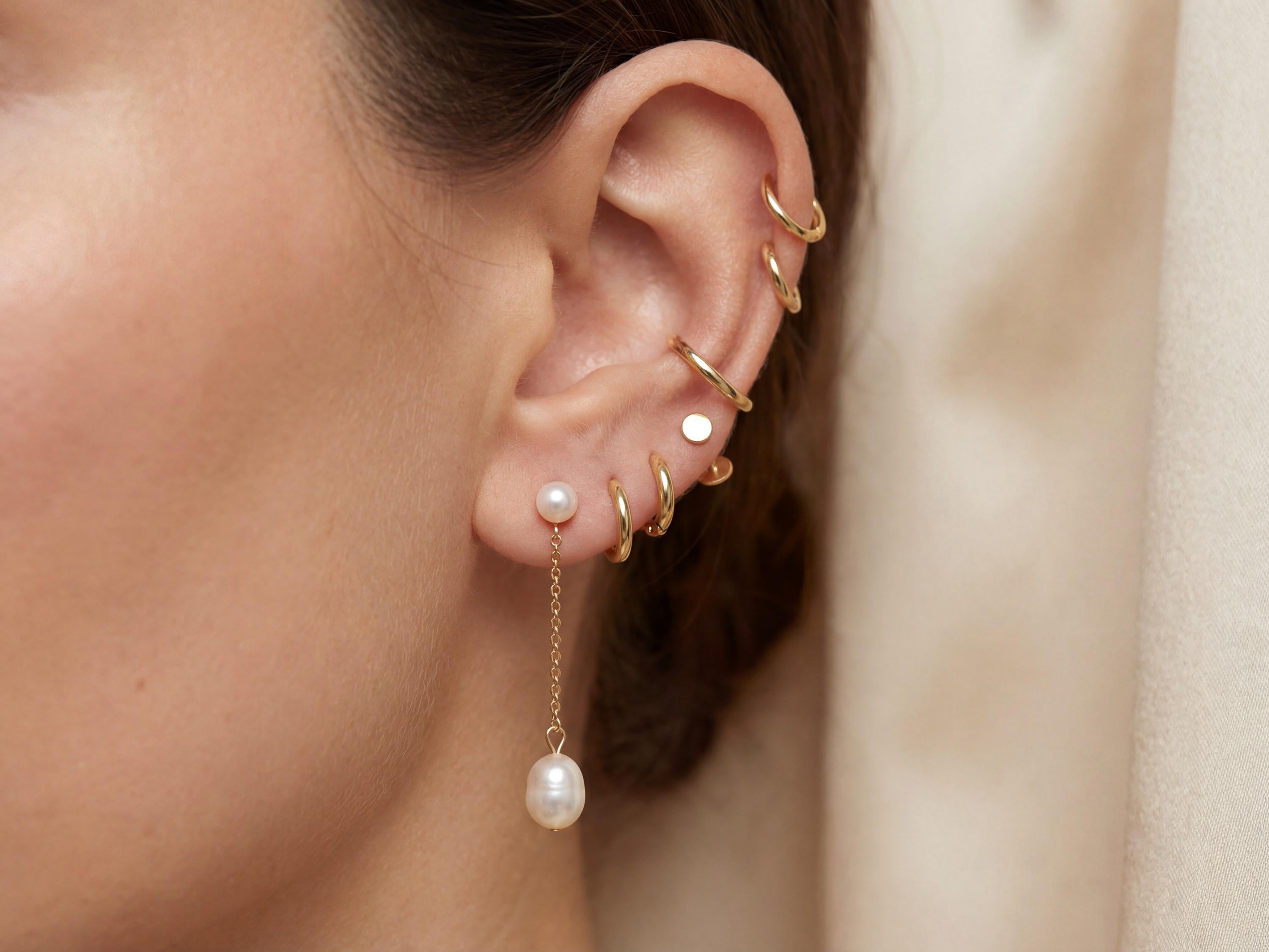 Freshwater Pearl Drop Earrings - Gold or Silver Dainty Chain Earrings, Bridal Gift for Her