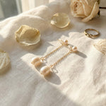 Freshwater Pearl Drop Earrings - Gold or Silver Dainty Chain Earrings, Bridal Gift for Her