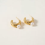 Vintage Pearl Huggie Earrings - Gold Plated Freshwater Pearl Hoops, Birthday Gift