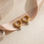 Pearl earrings listing image - Flat lay for listing gallery