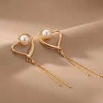 18K Gold Plated Heart Freshwater Pearl Dangle Earrings – Romantic Anniversary Gift