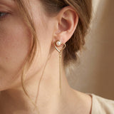 18K Gold Plated Heart Freshwater Pearl Dangle Earrings – Romantic Anniversary Gift