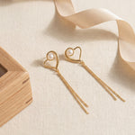 18K Gold Plated Heart Freshwater Pearl Dangle Earrings – Romantic Anniversary Gift