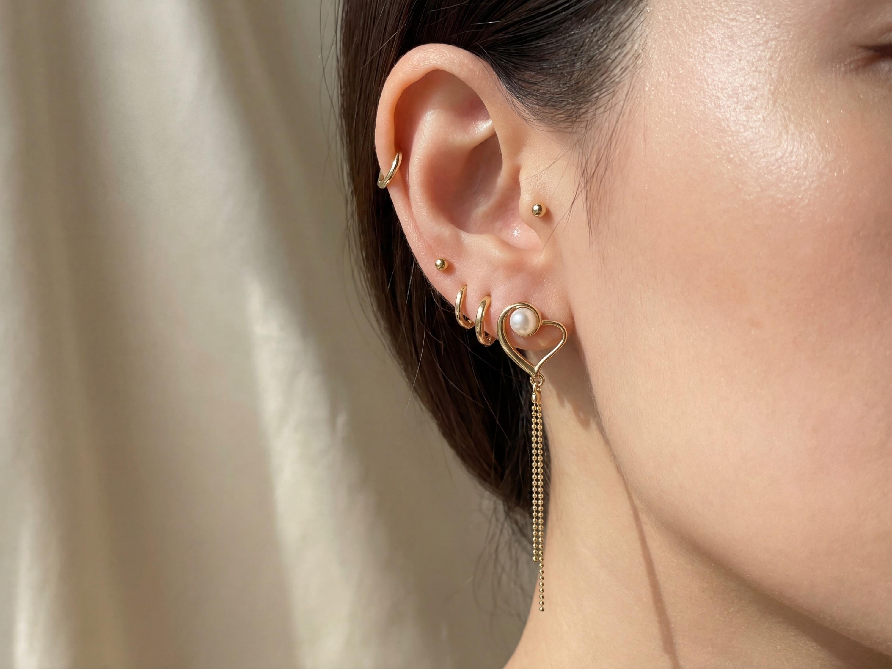 18K Gold Plated Heart Freshwater Pearl Dangle Earrings – Romantic Anniversary Gift