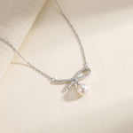 Dainty Freshwater Pearl Pendant Necklace: Coquette Bridal Jewelry