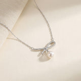 Dainty Freshwater Pearl Pendant Necklace: Coquette Bridal Jewelry