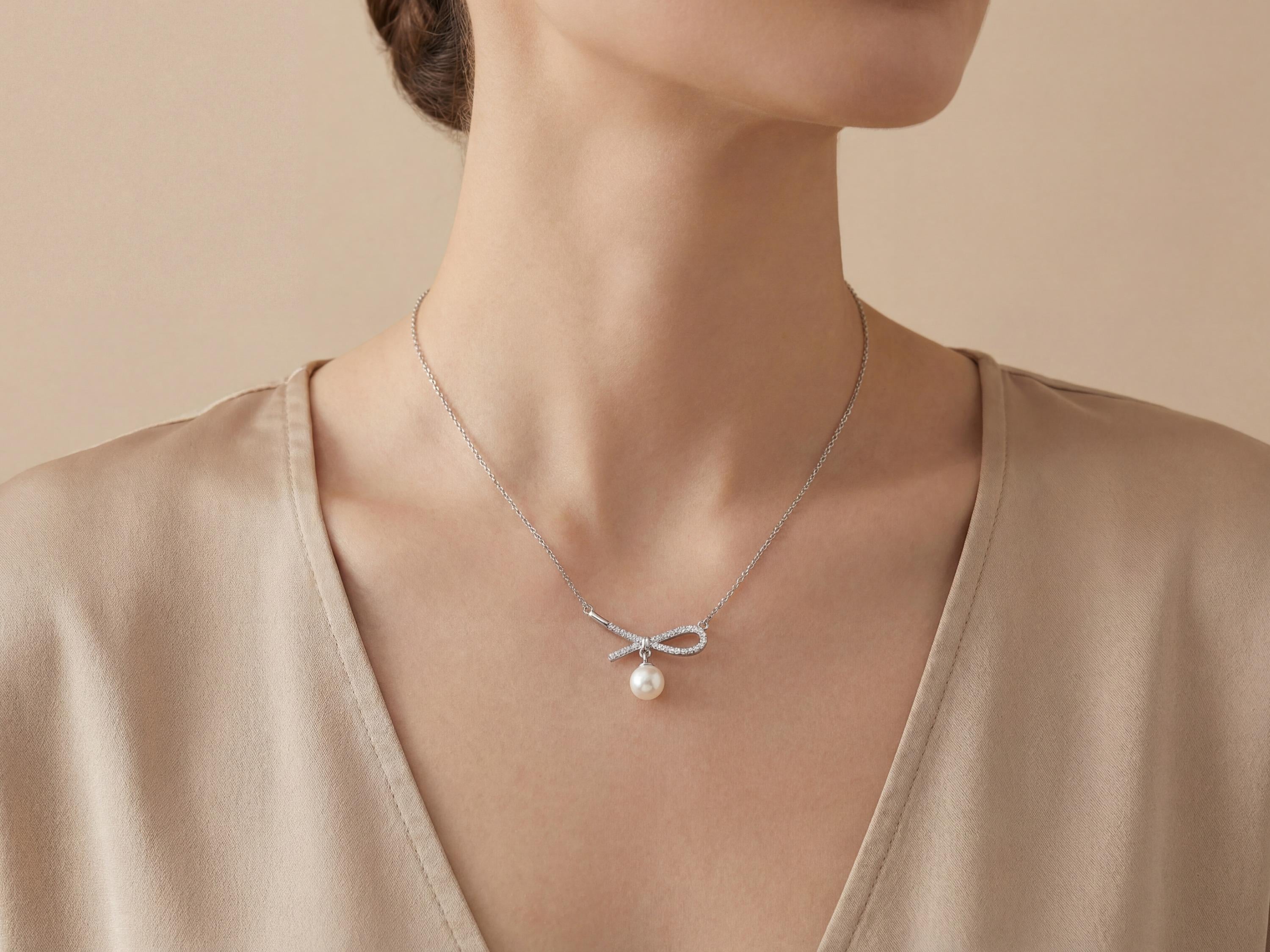 Dainty Freshwater Pearl Pendant Necklace: Coquette Bridal Jewelry