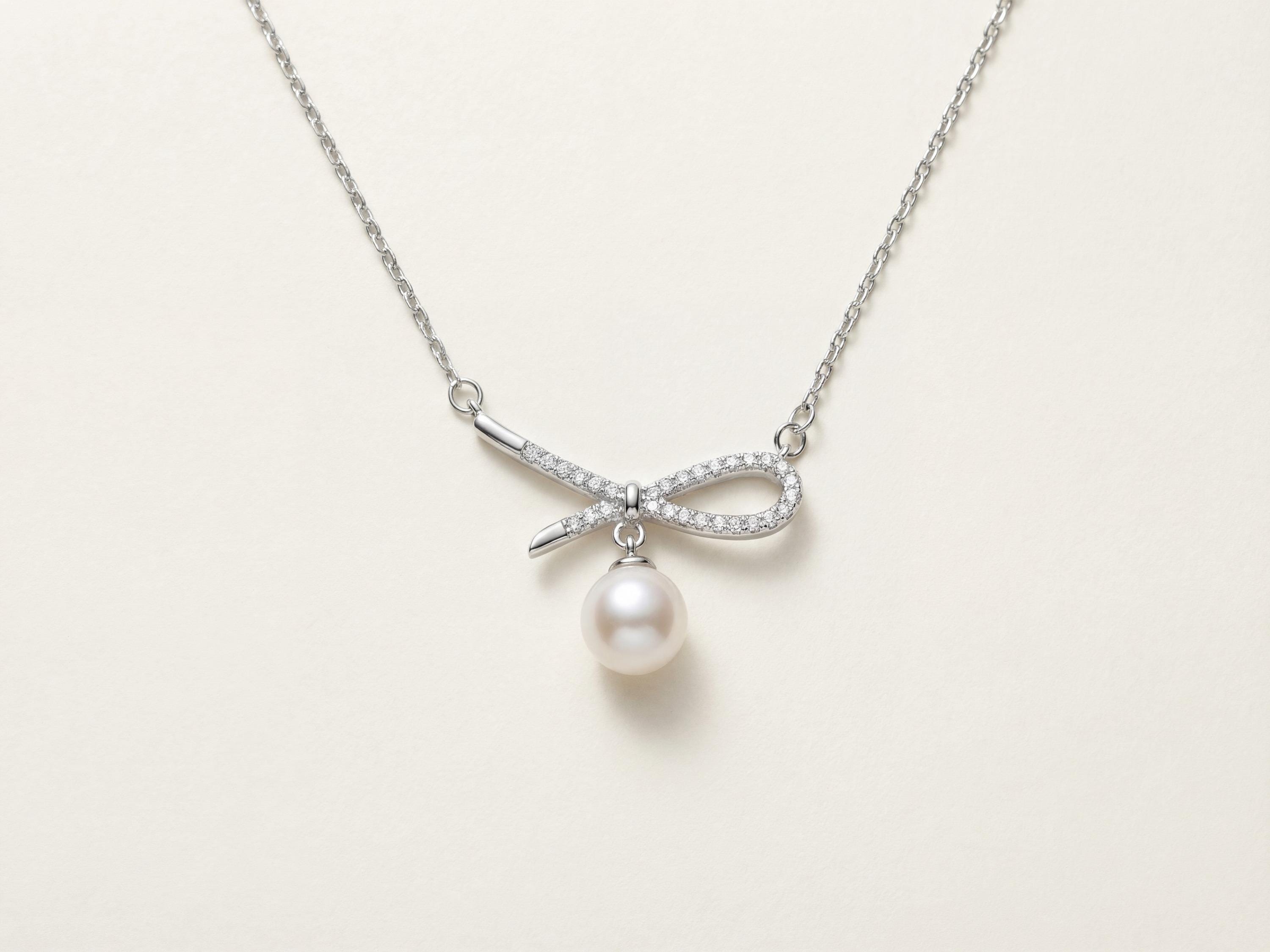 Dainty Freshwater Pearl Pendant Necklace: Coquette Bridal Jewelry