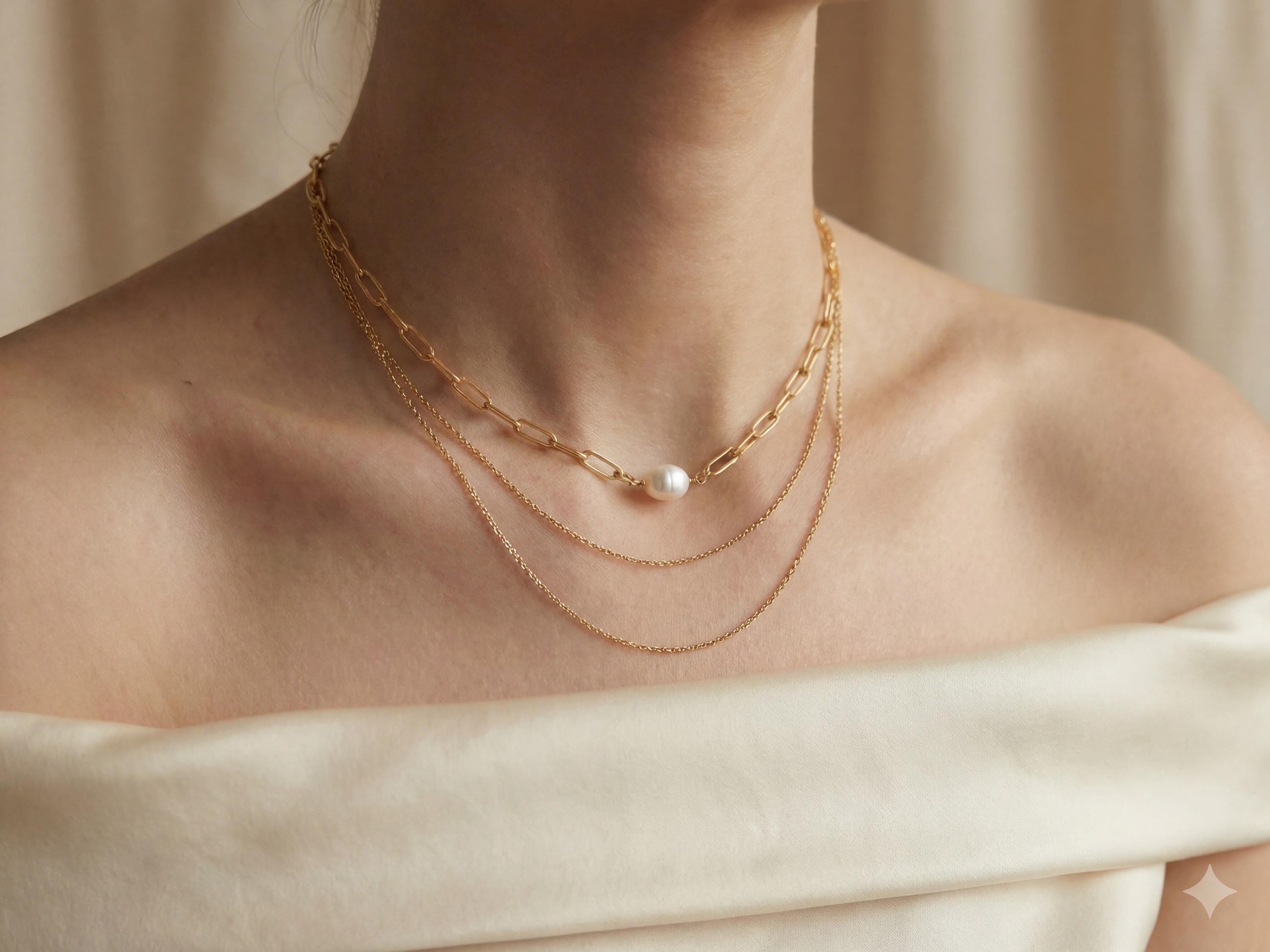 Pearl necklace listing image - Layering shot