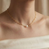 Pearl necklace listing image - On-neck lifestyle shot