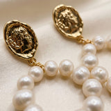 Pearl Charm Hoop Earrings - Gold Plated Freshwater Pearl Hoops, Boho Birthday Gift