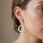 Pearl Charm Hoop Earrings - Gold Plated Freshwater Pearl Hoops, Boho Birthday Gift