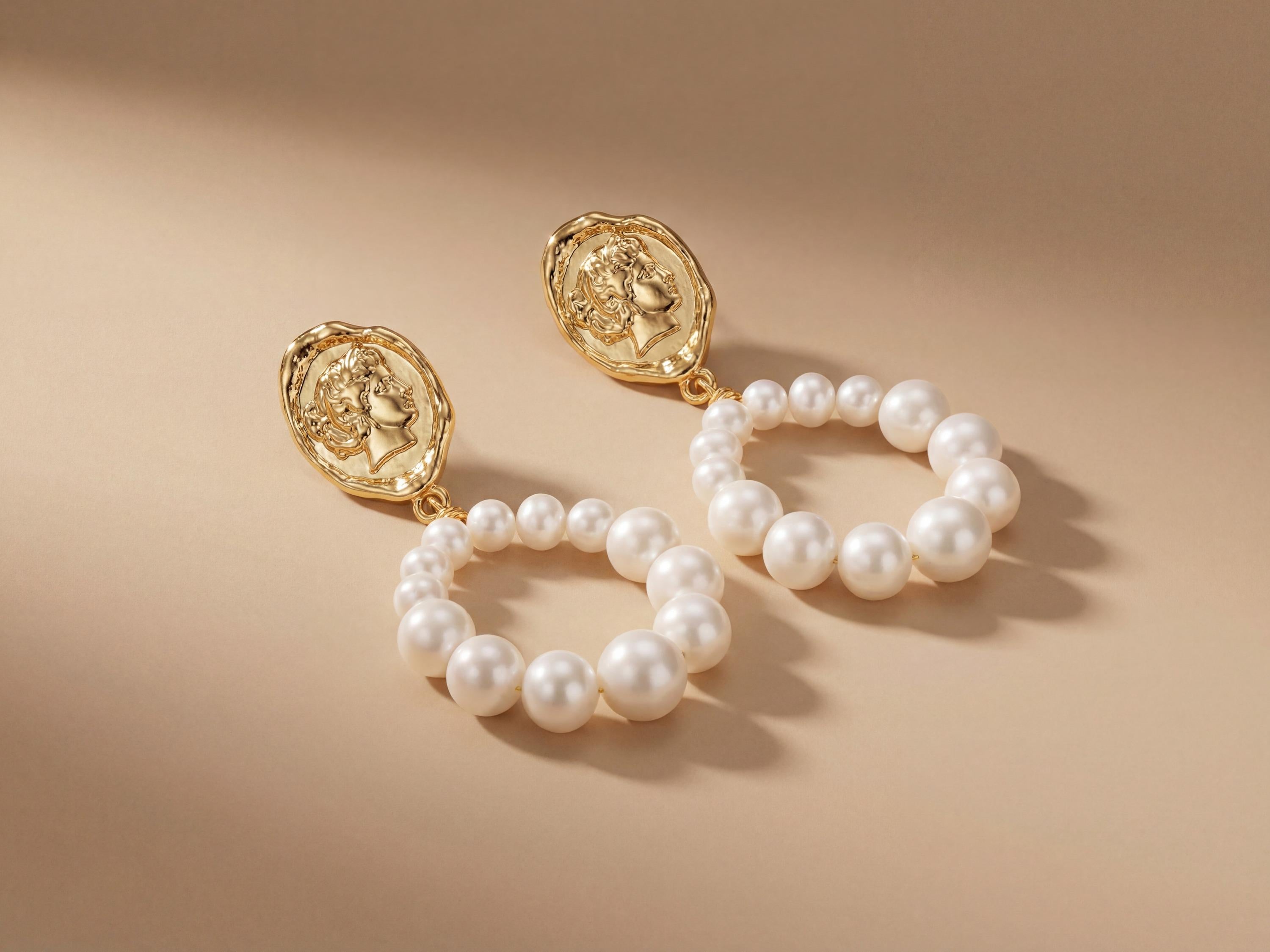 Pearl earrings listing image - Mejuri-like sculptural close-up