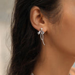 Sterling Silver Pearl Bow Dangle Earrings – Coquette Birthday Gift