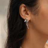 Sterling Silver Pearl Bow Dangle Earrings – Coquette Birthday Gift