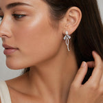 Sterling Silver Pearl Bow Dangle Earrings – Coquette Birthday Gift