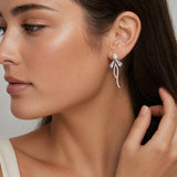 Sterling Silver Pearl Bow Dangle Earrings – Coquette Birthday Gift