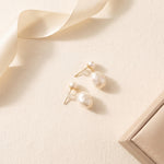 Freshwater Pearl Drop Earrings, Sterling Silver or Gold Plated Teardrop Dangles, Bridal Gift