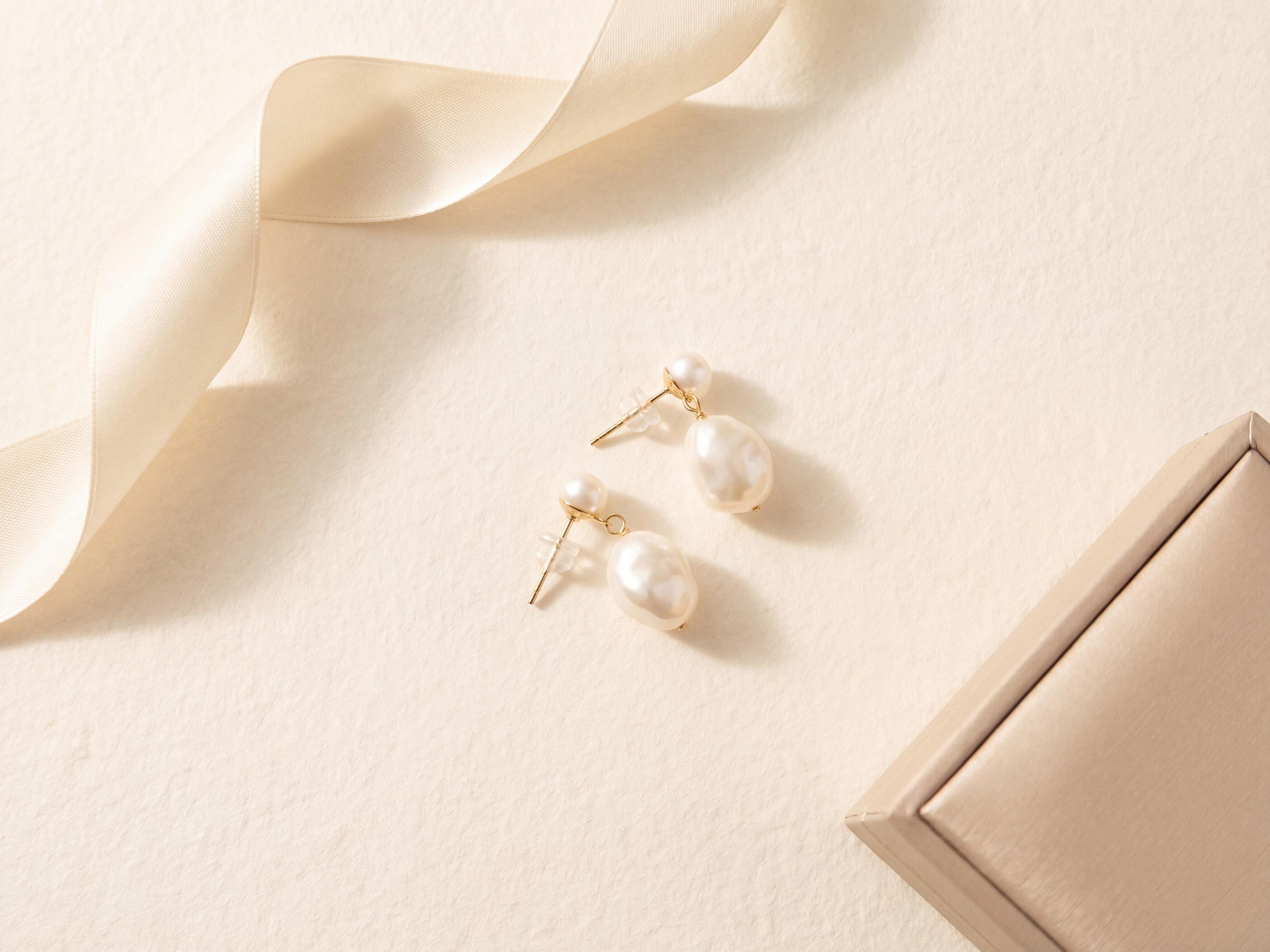 Freshwater Pearl Drop Earrings, Sterling Silver or Gold Plated Teardrop Dangles, Bridal Gift