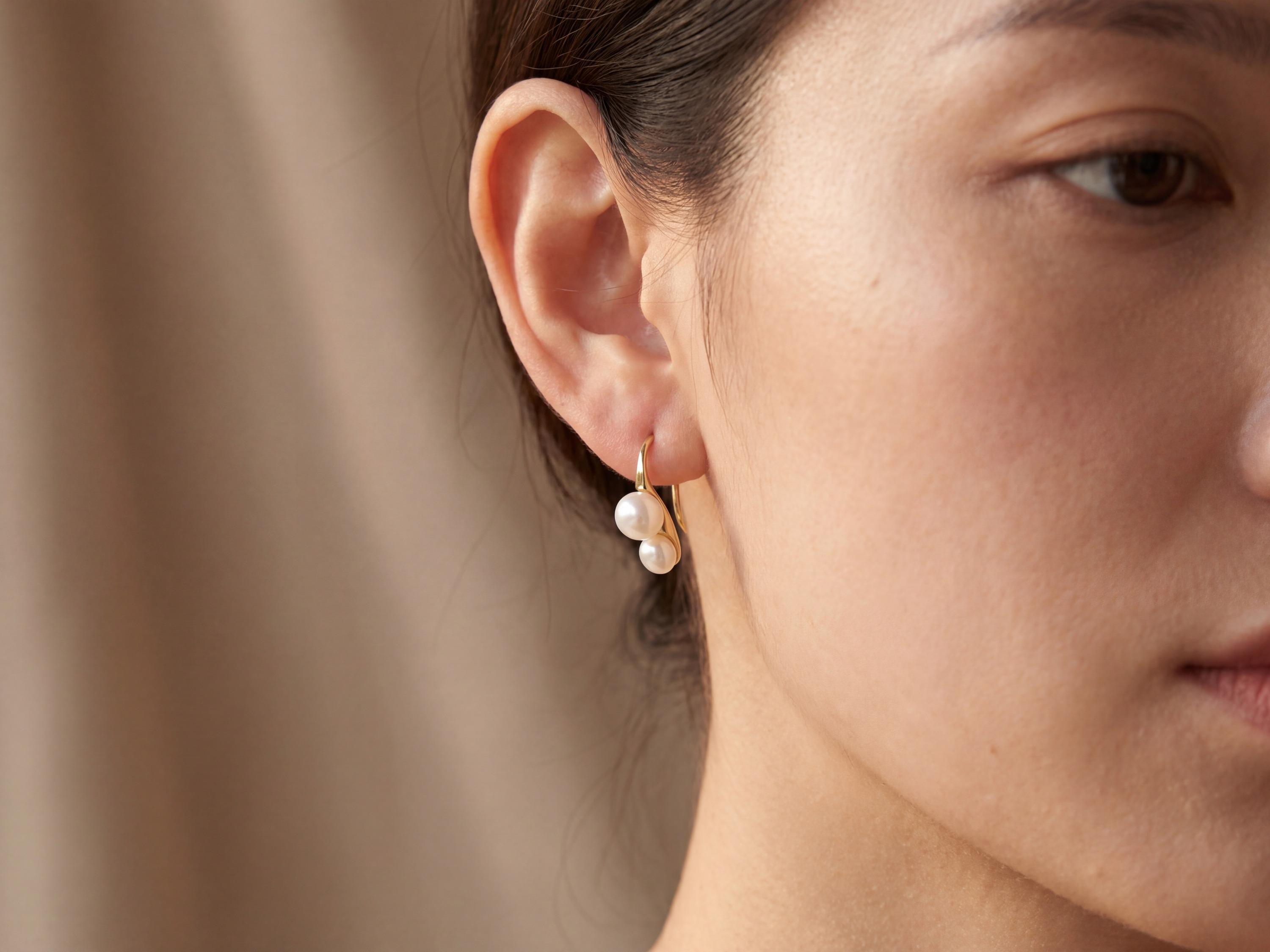 18K Gold Plated Freshwater Pearl Stud Earrings - Bridal Jewelry Gift for Her