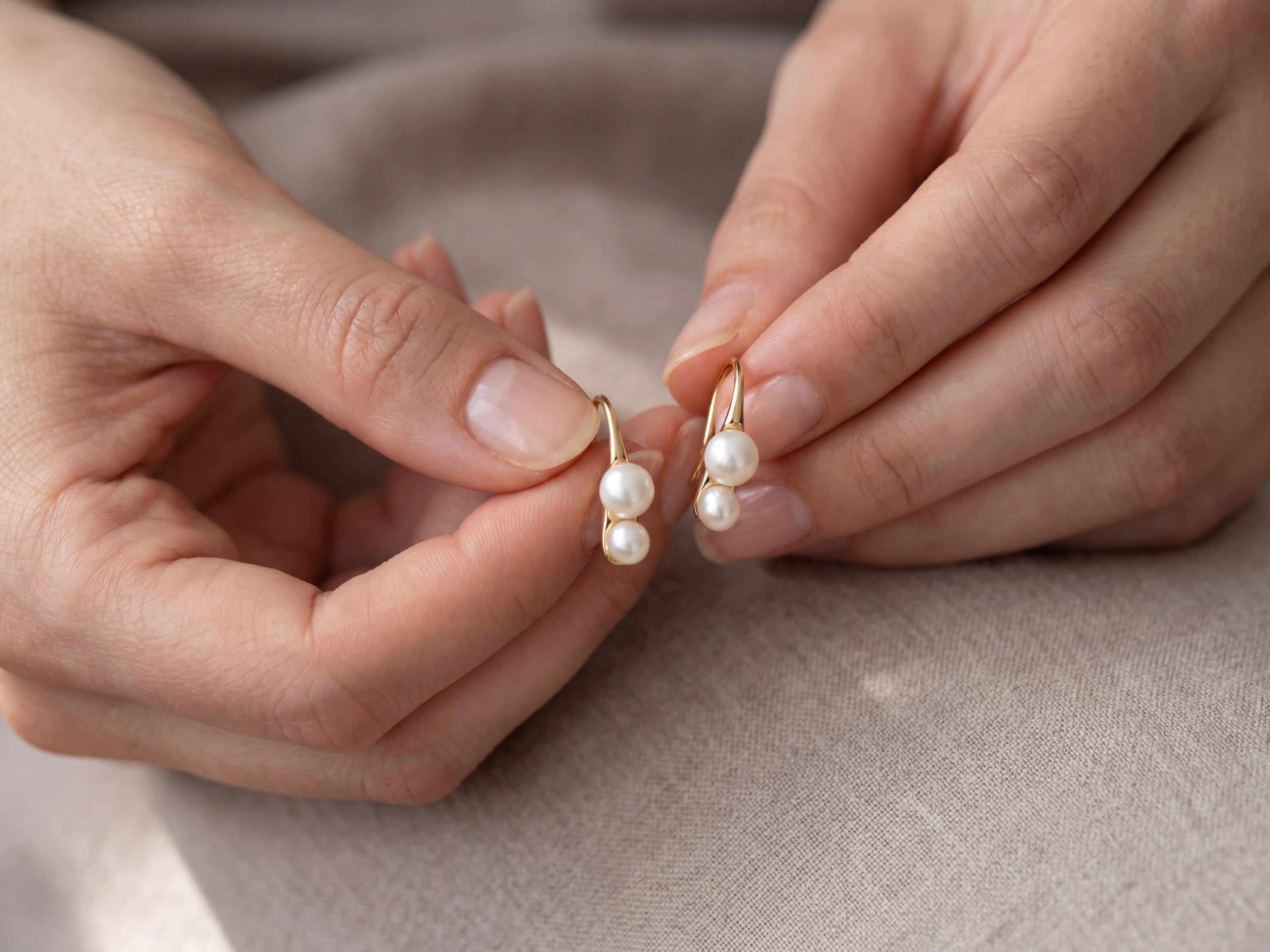 18K Gold Plated Freshwater Pearl Stud Earrings - Bridal Jewelry Gift for Her