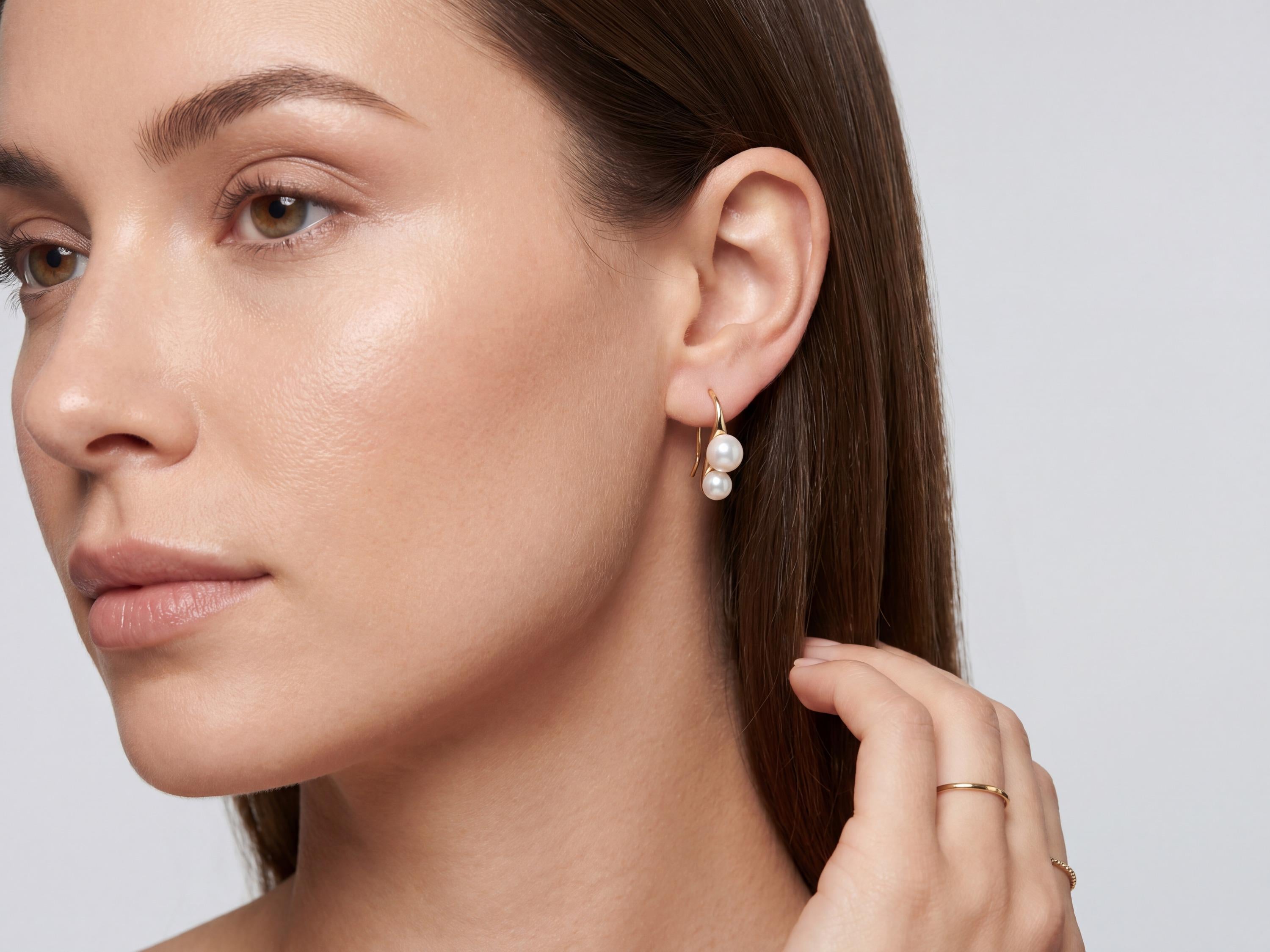 18K Gold Plated Freshwater Pearl Stud Earrings - Bridal Jewelry Gift for Her