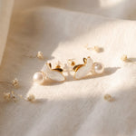 Butterfly Pearl Earrings - Gold Freshwater Pearl Studs, Garden Gift for Her