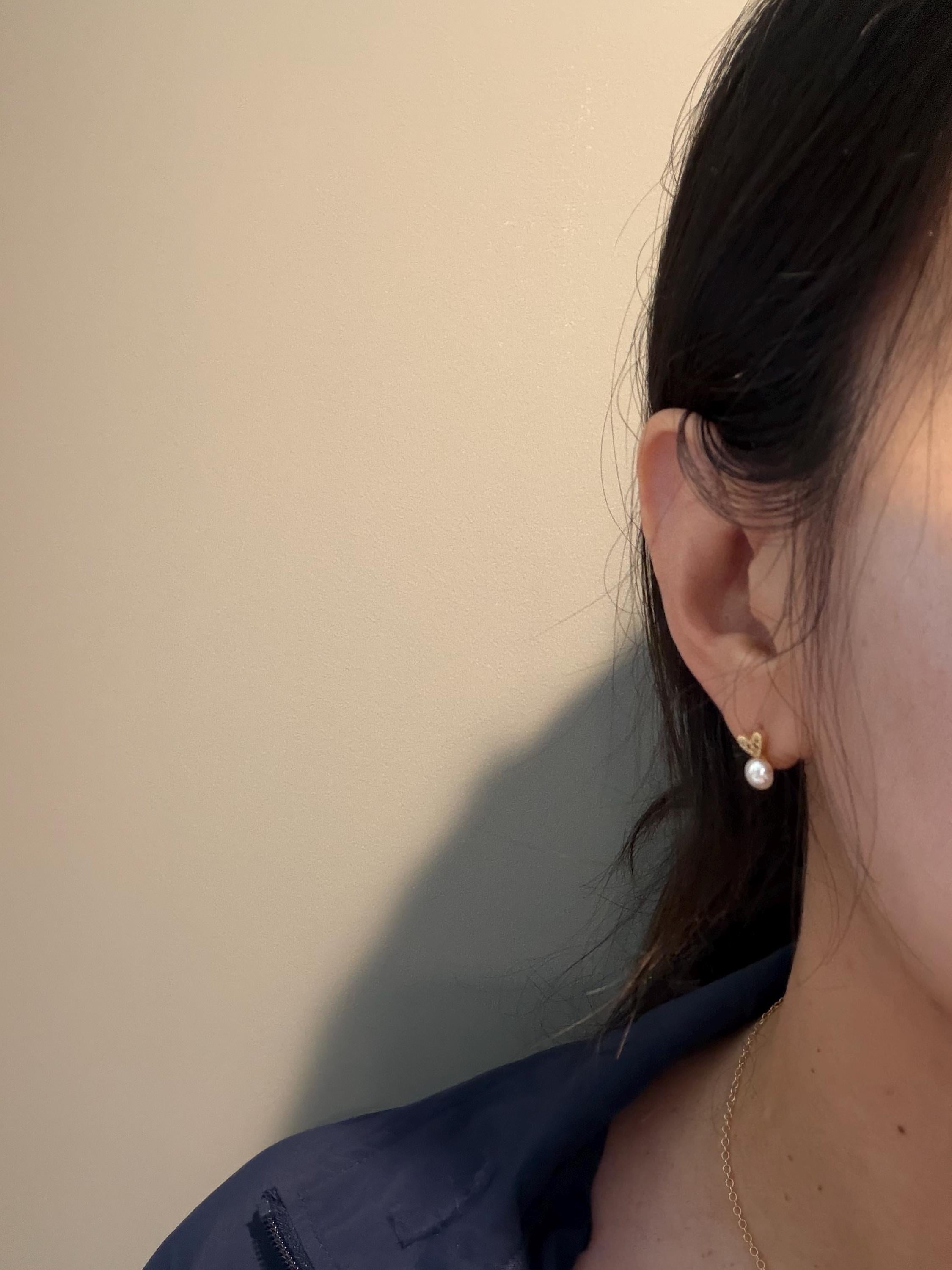 Pearl Heart Stud Earrings - Gold Freshwater Pearl Earrings, Bridal Gift for Her