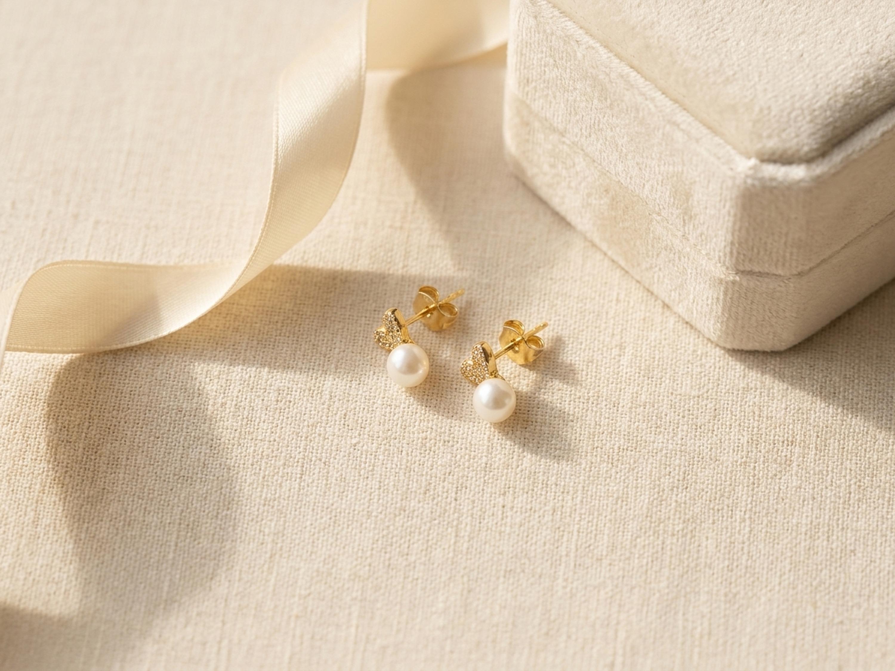 Pearl earrings listing image - Flat lay for listing gallery