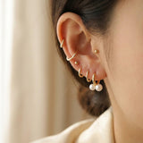 Double Pearl Huggie Earrings - Gold Freshwater Pearl Hoops, Small Hoop Gift for Her