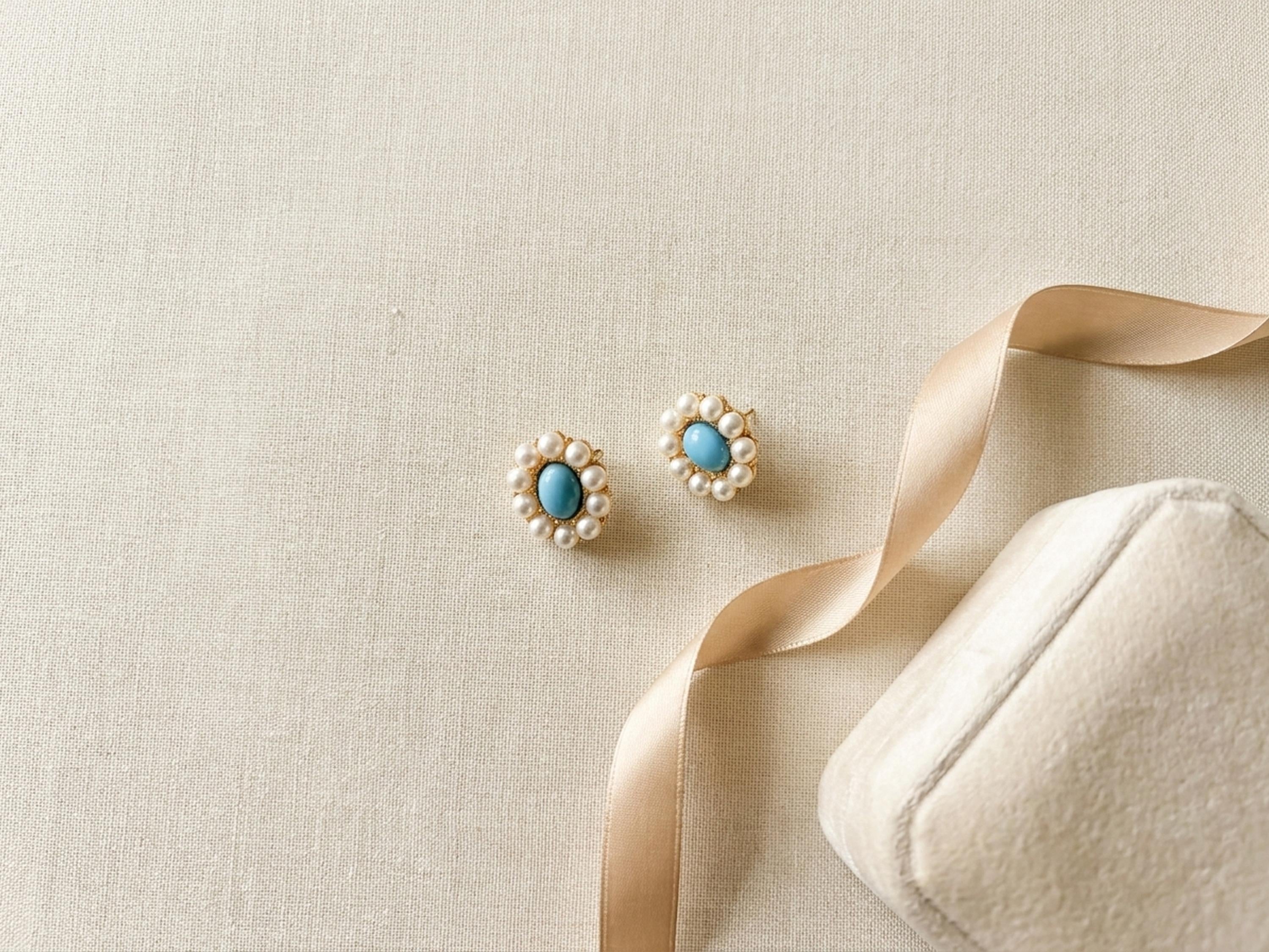 Pearl earrings listing image - Flat lay for listing gallery