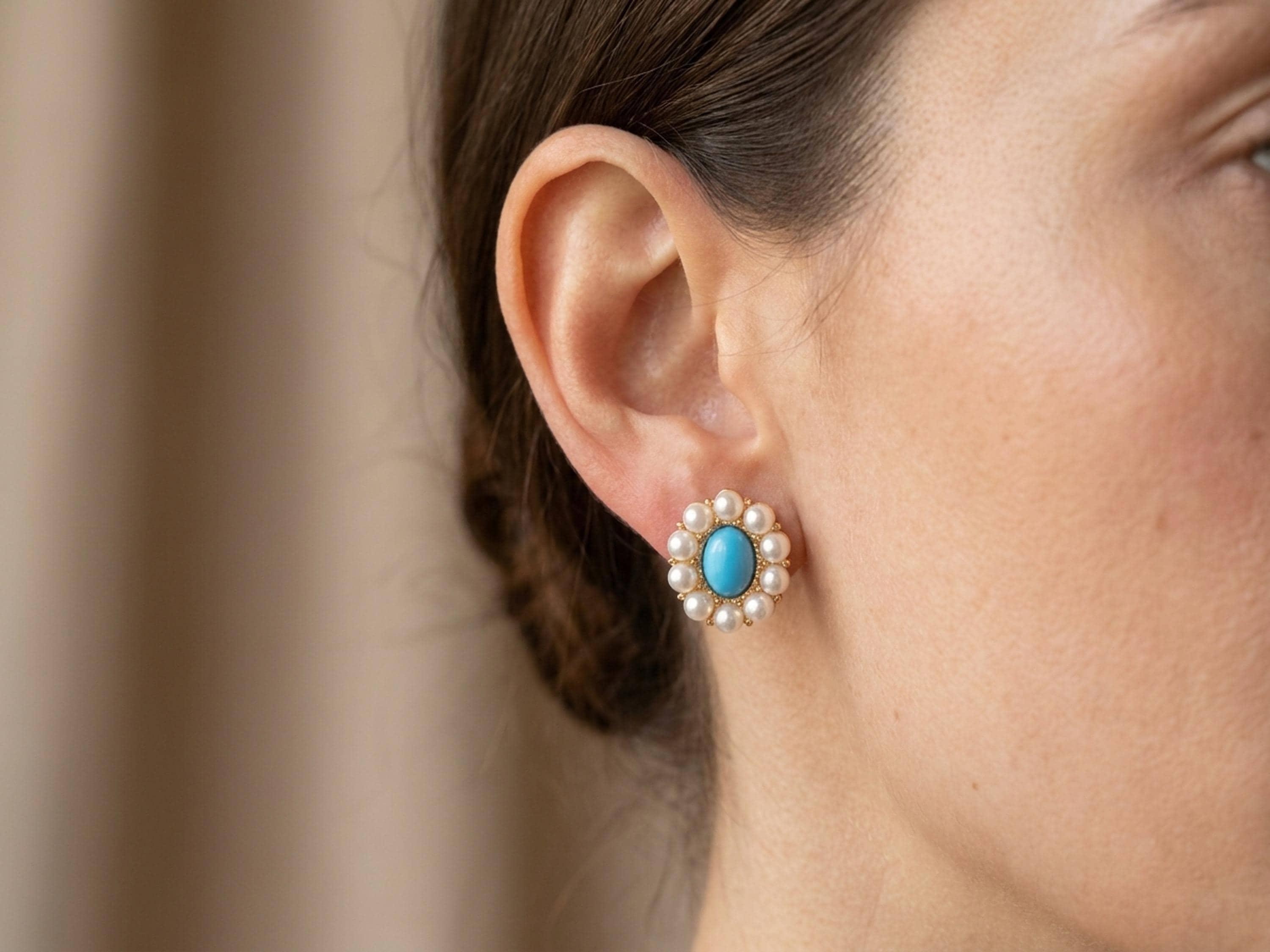 Pearl earrings listing image - On-ear lifestyle crop