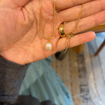 Freshwater Pearl Pendant Necklace - 14K Gold Filled Ball Chain, Dainty Minimalist Gift for Her