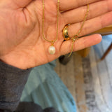 Freshwater Pearl Pendant Necklace - 14K Gold Filled Ball Chain, Dainty Minimalist Gift for Her