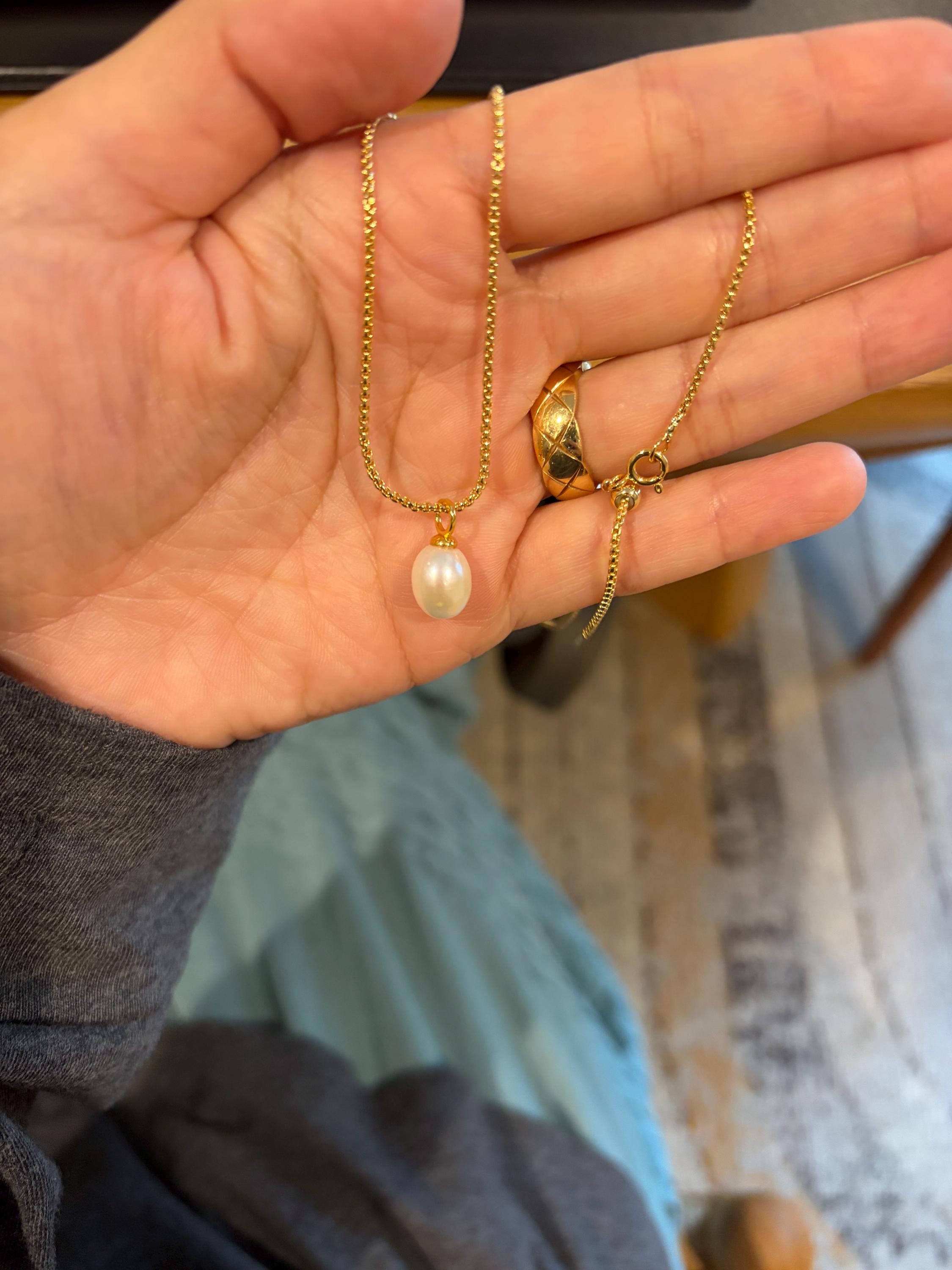 Freshwater Pearl Pendant Necklace - 14K Gold Filled Ball Chain, Dainty Minimalist Gift for Her
