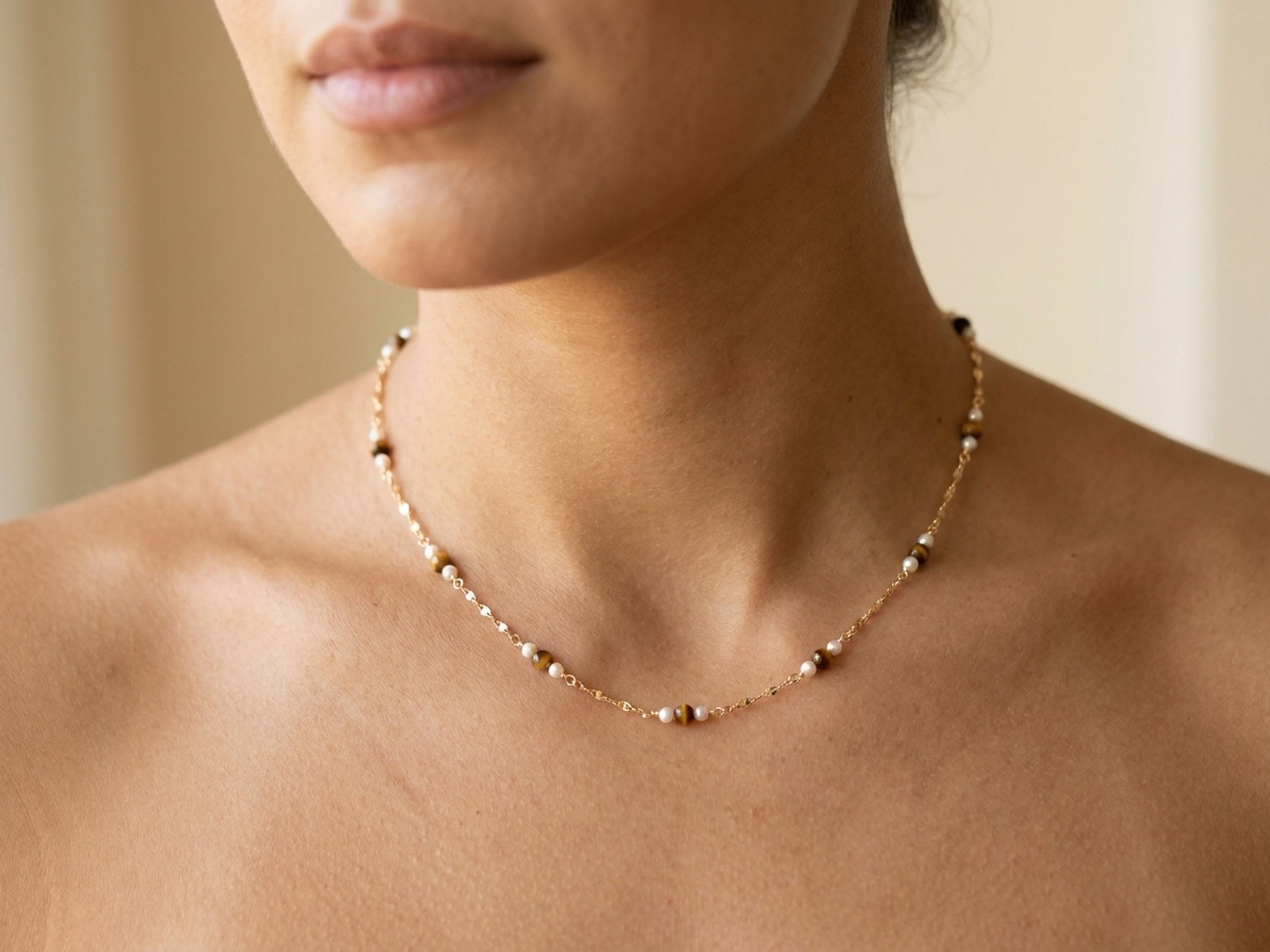 Pearl necklace listing image - On-neck lifestyle shot