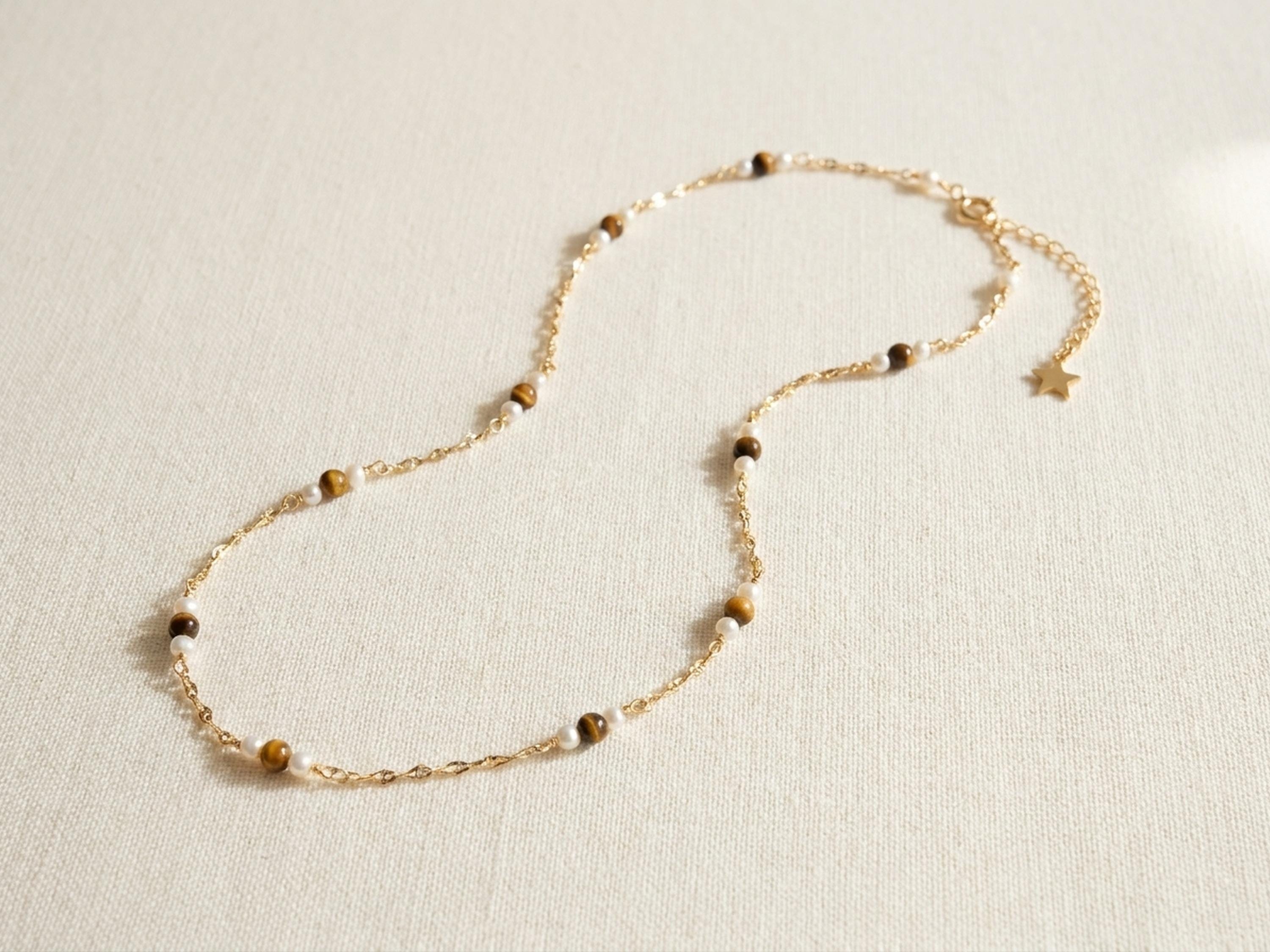 Pearl necklace listing image - Flat lay luxury shot