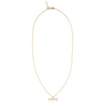 Gold-plated necklace with a bar pendant featuring three pearls.