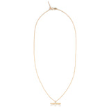 Gold-plated necklace with a bar pendant featuring three pearls.