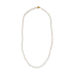 A freshwater pearl bead necklace with an 18K gold flower-shaped clasp.