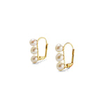Gold plated freshwater pearl earrings with three pearls on each.